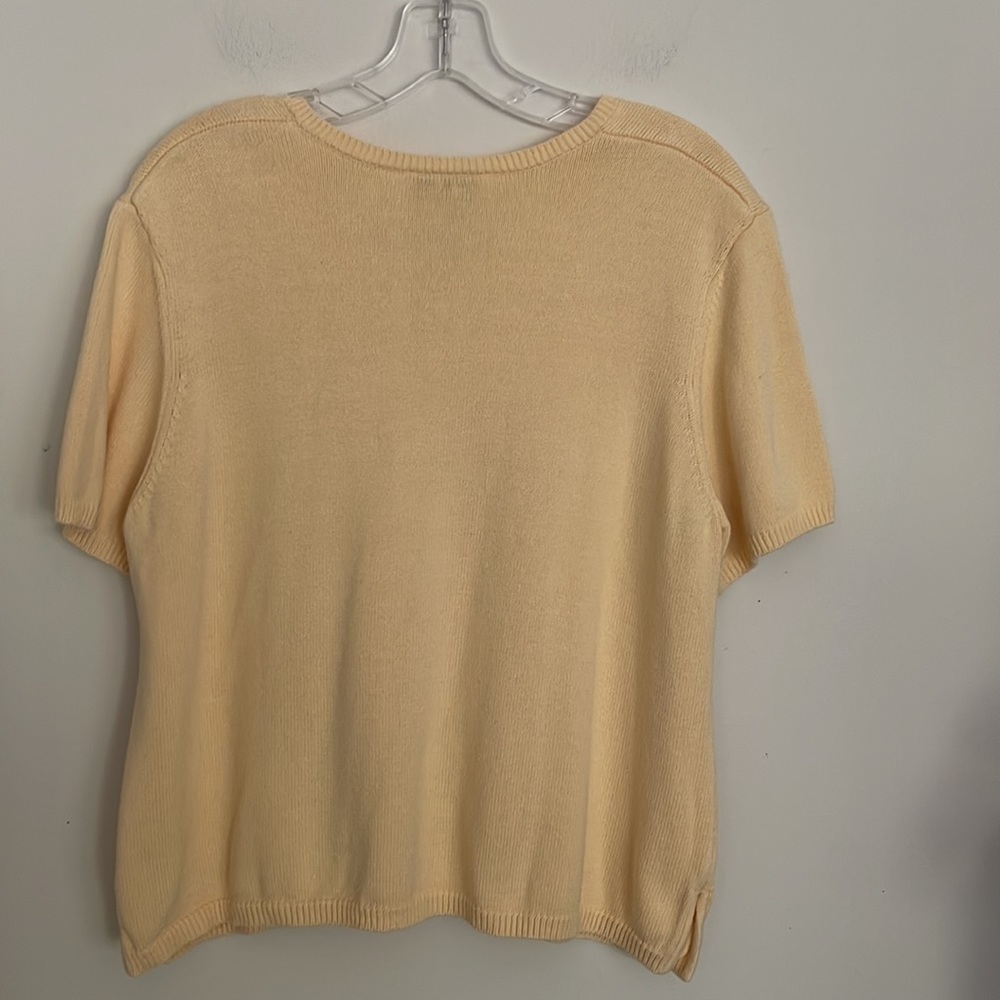 Vintage Talbots Yellow V Neck Shortsleeved Sweater Cotton Blend NWOT - Picture 4 of 7